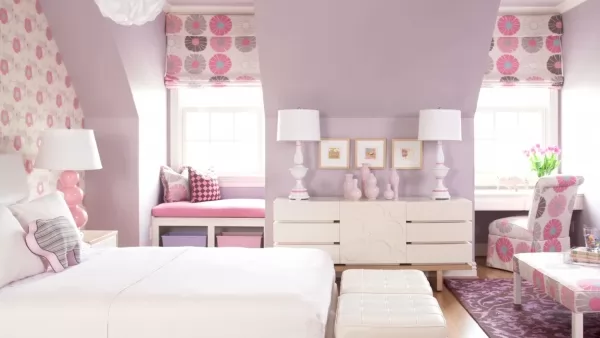 غرف نوم الاطفال بالالوان الوردية 