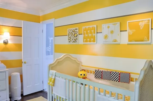 غرف نوم الاطفال باللون الاصفر المشرق
