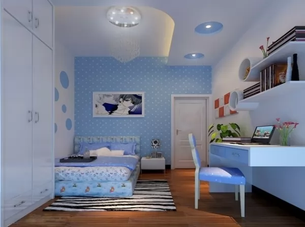 الابيض والازرق الرائع في ديكورات غرف نوم الاطفال