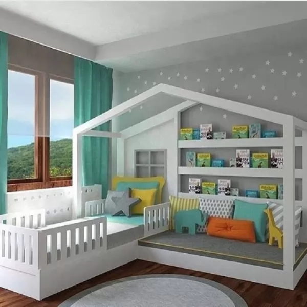 ديكورات غرف نوم الاطفال باللون الرمادي
